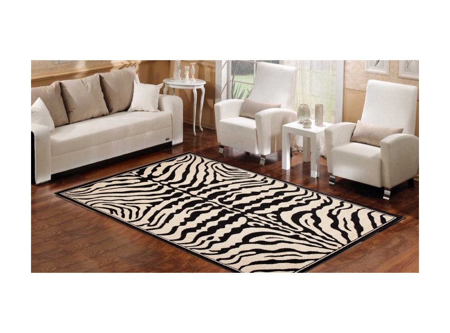 Kusový koberec BLACK ATLAS Zebra - černý/bílý