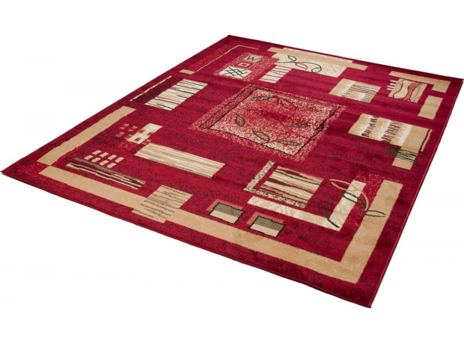 Kusový koberec ATLAS Fragment - červený/béžový