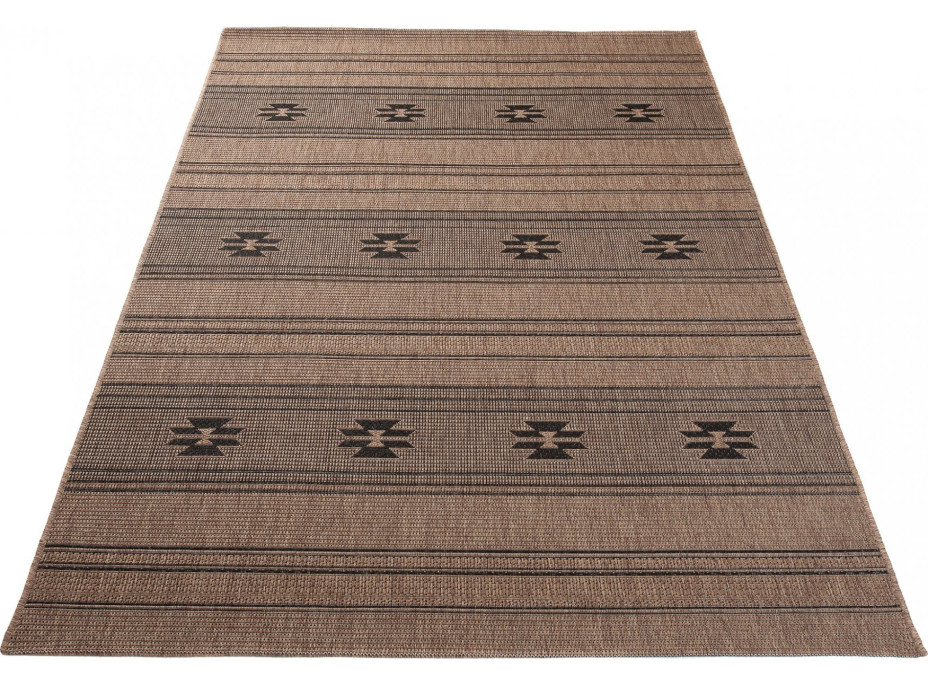 Sisalový PP koberec FOLK - hnědý/černý