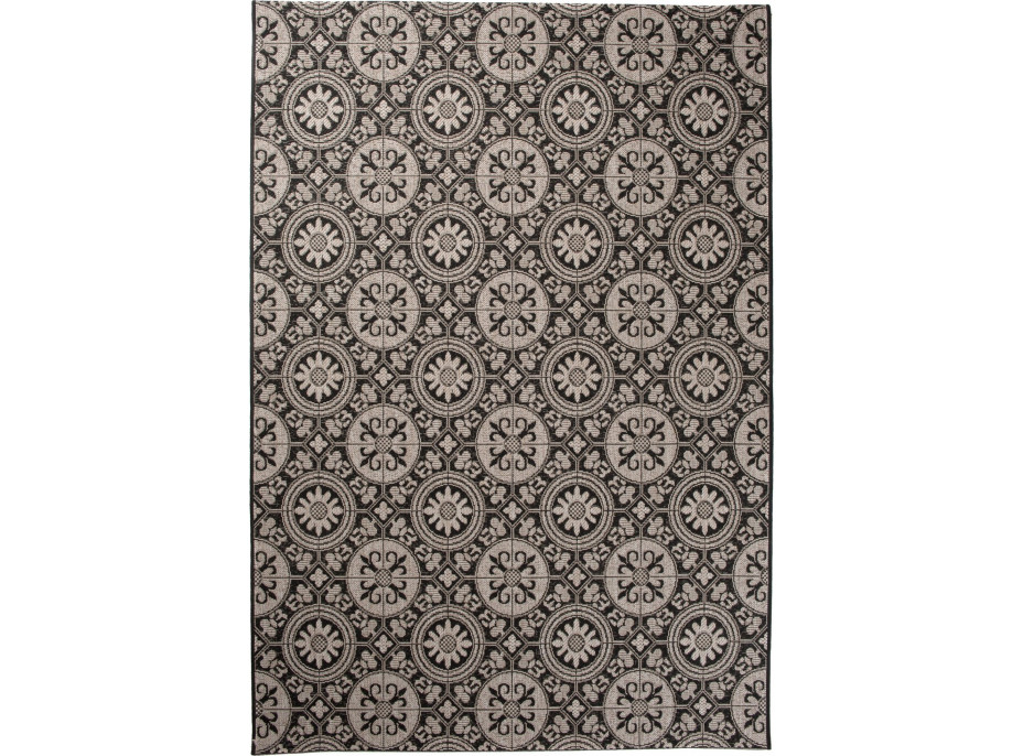 Sisalový PP koberec ORNAMENT - černý/šedý