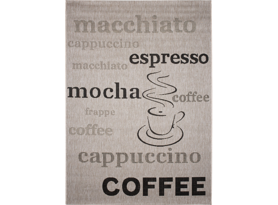 Sisalový PP koberec COFFEE - šedý/černý