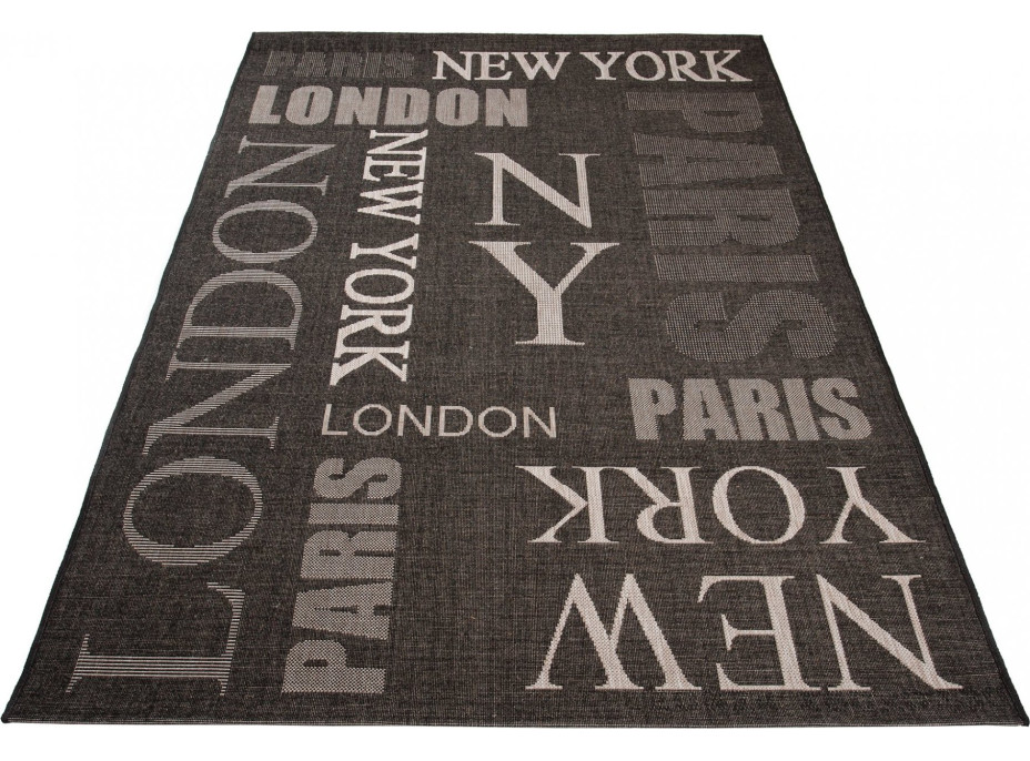 Sisalový PP koberec NY - černý/šedý