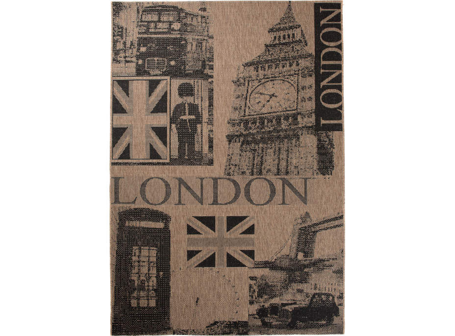 Sisalový PP koberec LONDON - hnědý/černý