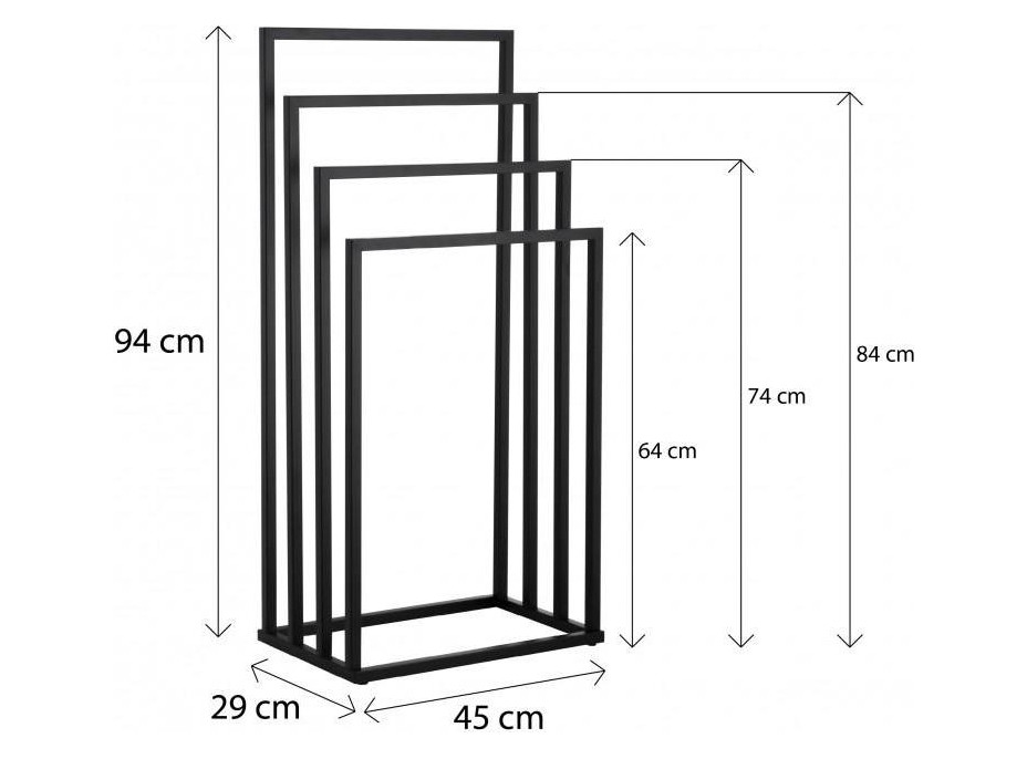 Stojan na ručníky - 4 ramenný - černý