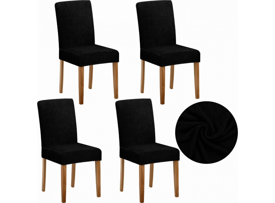 Sada potahů na jídelní židli FLEXI COVER - 4 kusy - černá