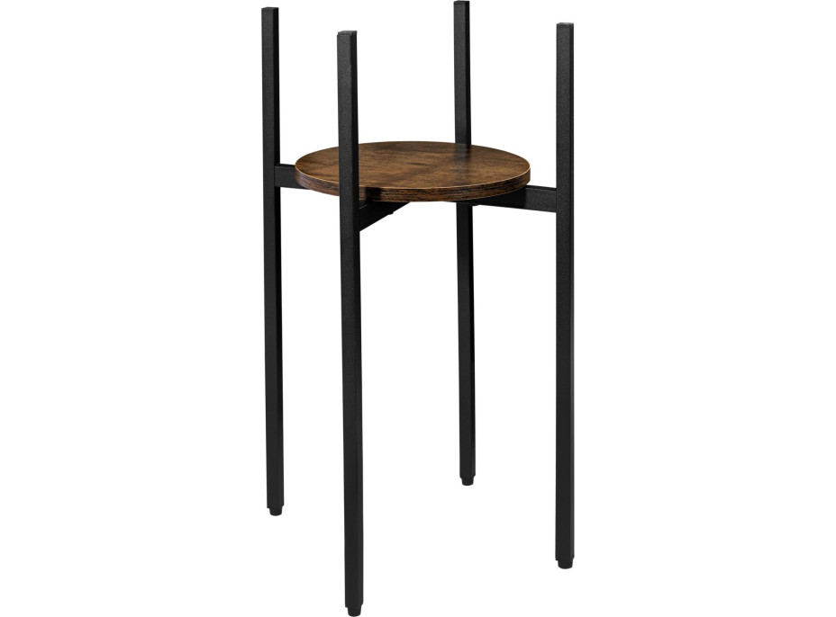 Kovový stojan na květiny TORRE RUSTIC 60 cm - stařený dub/černý