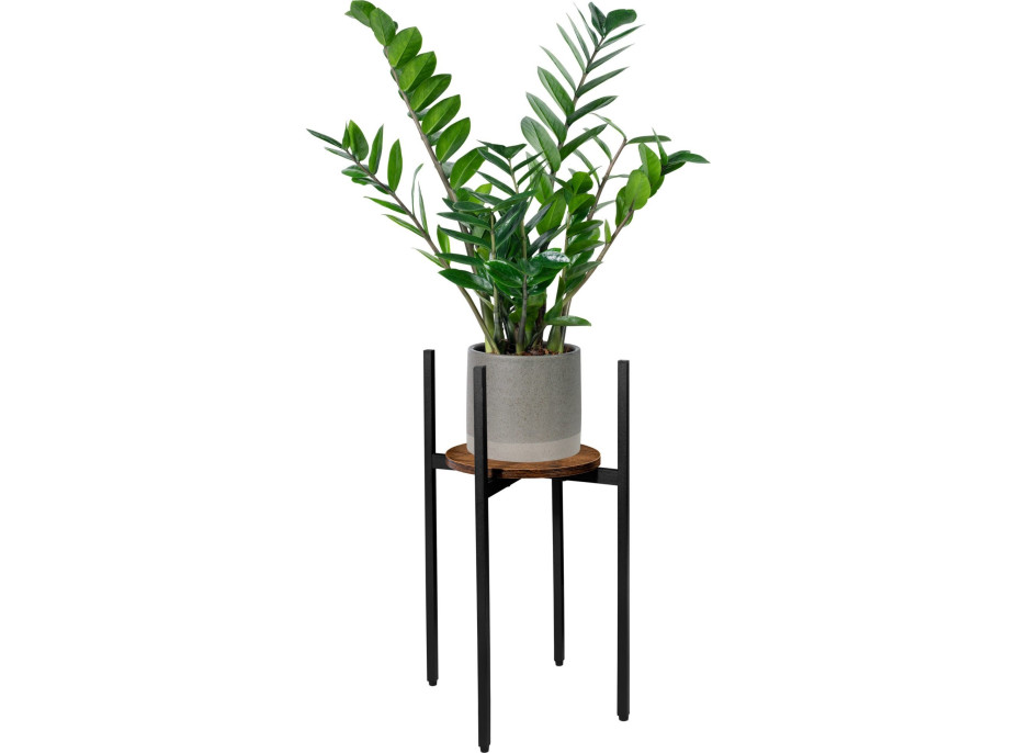 Kovový stojan na květiny TORRE RUSTIC 60 cm - stařený dub/černý