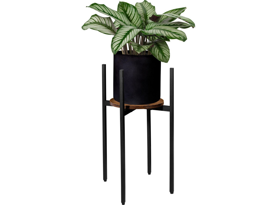 Kovový stojan na květiny TORRE RUSTIC 60 cm - stařený dub/černý