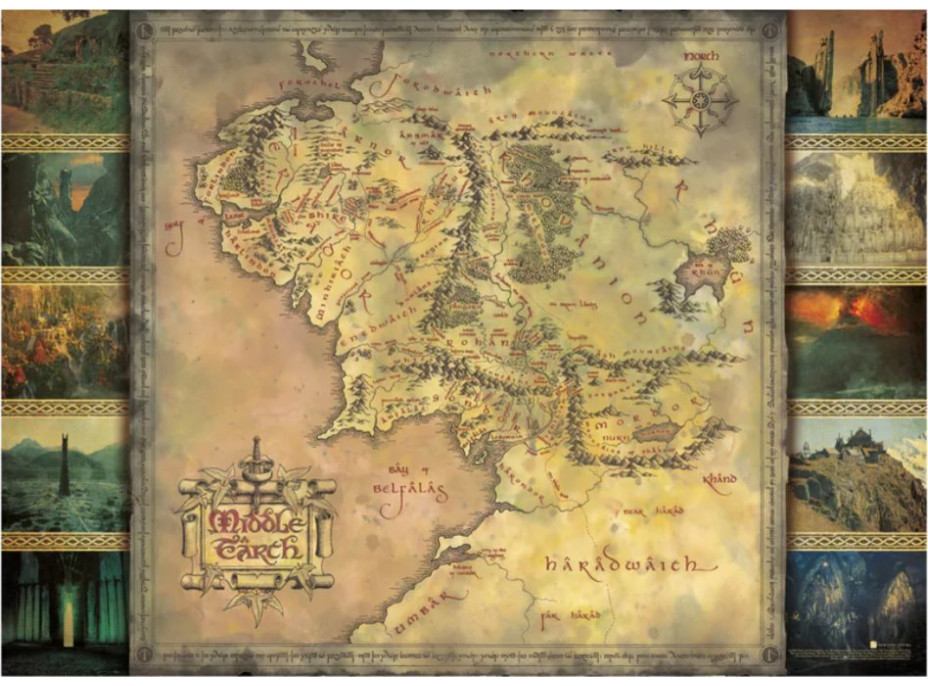 AQUARIUS Puzzle Pán Prstenů: Mapa Středozemě 1000 dílků