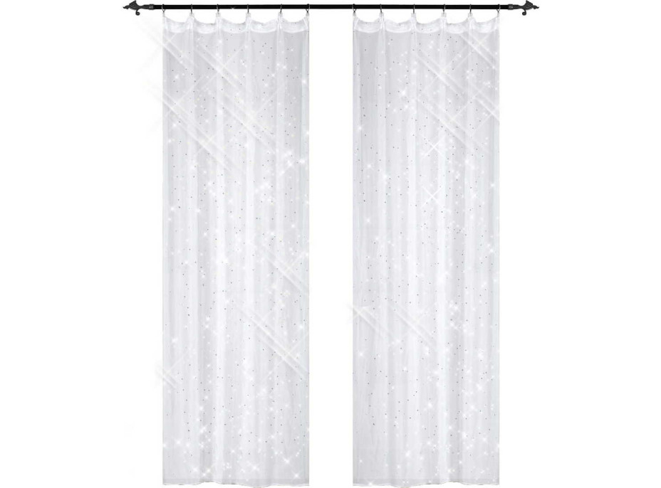 Dekorační závěs s řasící páskou DIAMONDS 145x250 cm - bílý