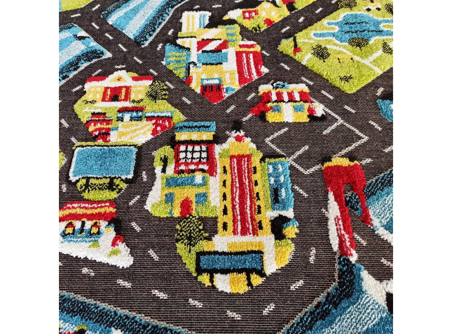 Kusový koberec Color Kids - MĚSTEČKO - modrý/zelený