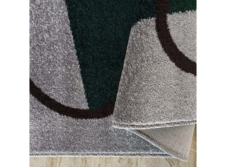 Kusový koberec WAVE thread - tmavě zelený/šedý