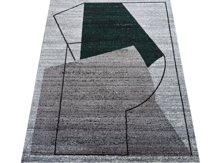 Kusový koberec WAVE composition - tmavě zelený/šedý