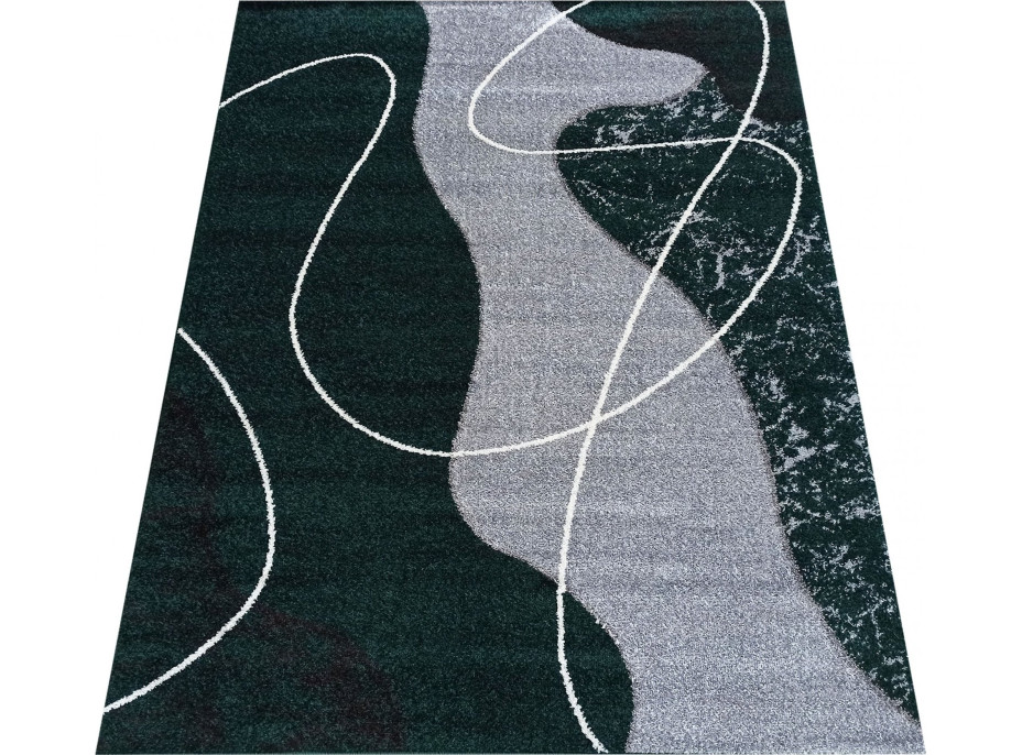 Kusový koberec WAVE modern - tmavě zelený/šedý