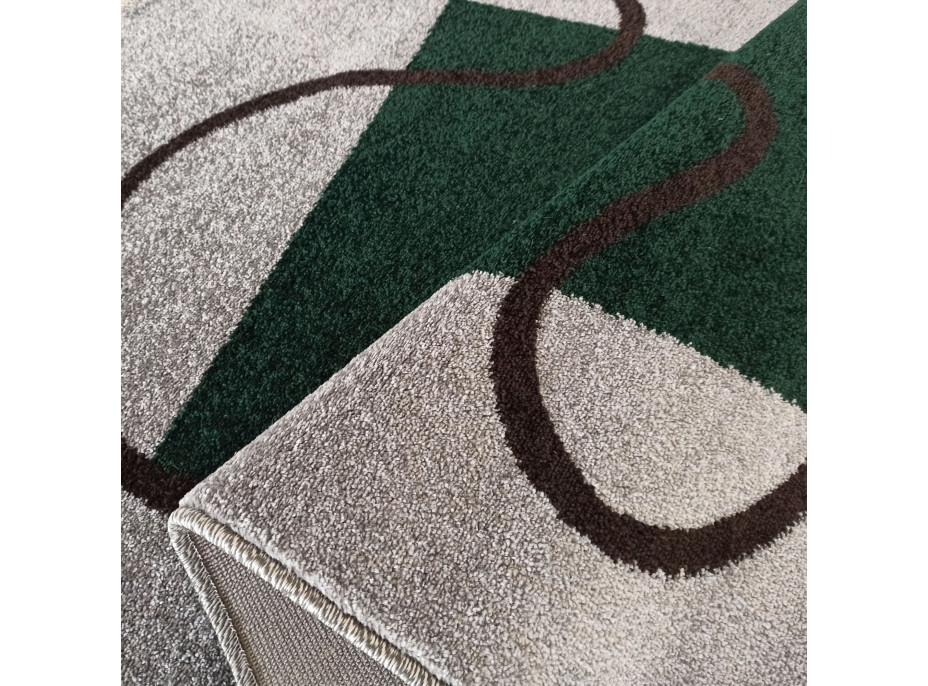 Kusový koberec WAVE thread - tmavě zelený/šedý