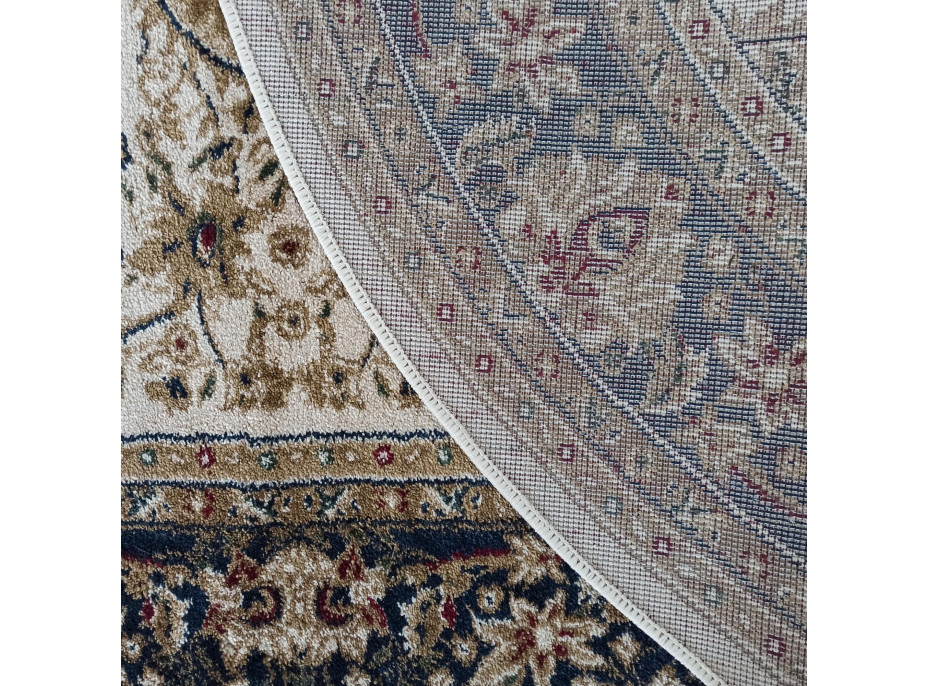 Kusový koberec NOBLE ornament oval - krémový/tmavě modrý