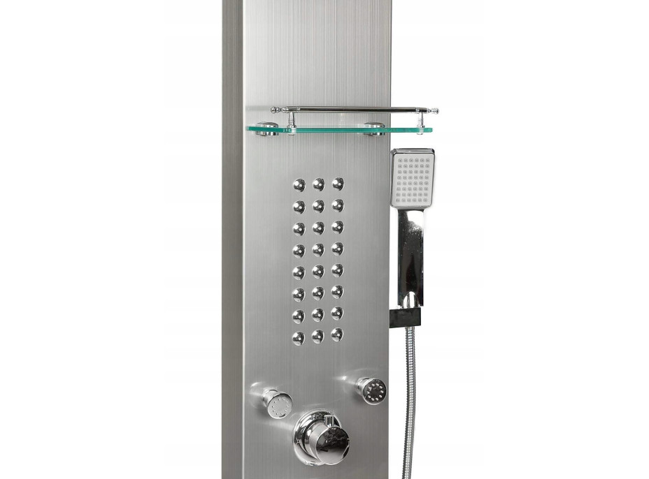 Sprchový panel CASCADA 5v1 - s termostatem a výtokem do vany - inox