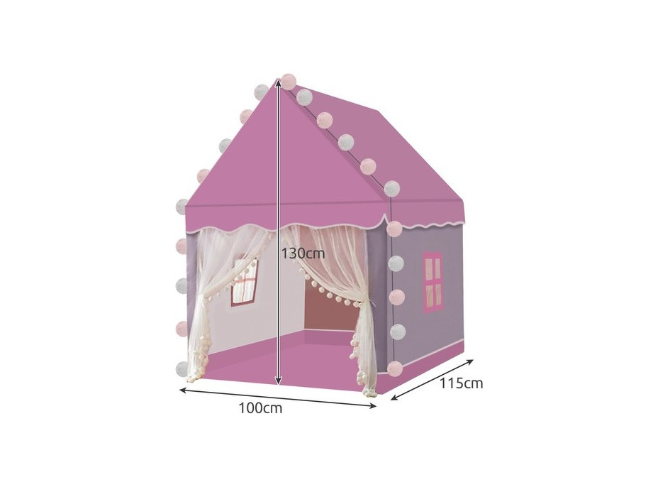 Dětský stan s LED světýlky - růžový