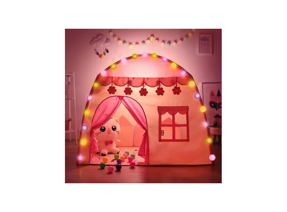 Dětský stan HOME se světýlky - růžový