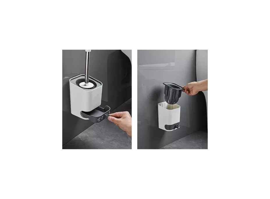 Silikonová WC štětka - bílá/šedá