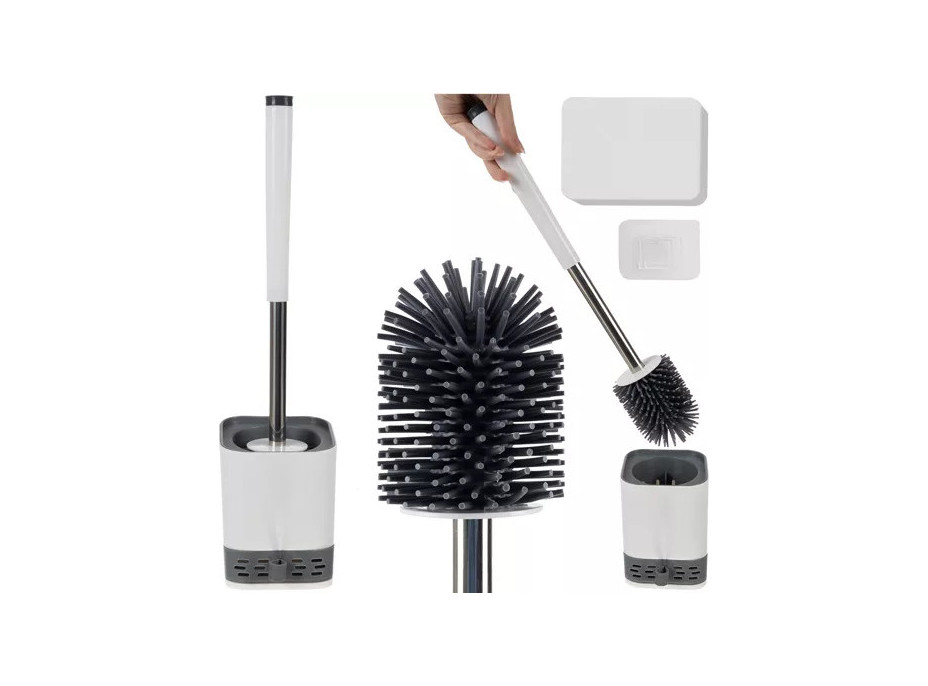 Silikonová WC štětka - bílá/šedá