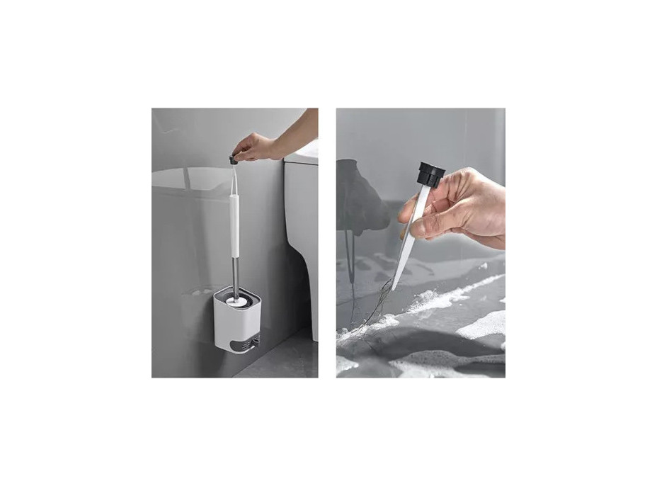 Silikonová WC štětka - bílá/šedá