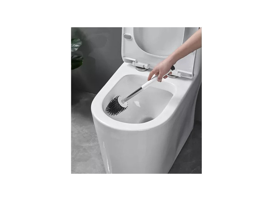 Silikonová WC štětka - bílá/šedá