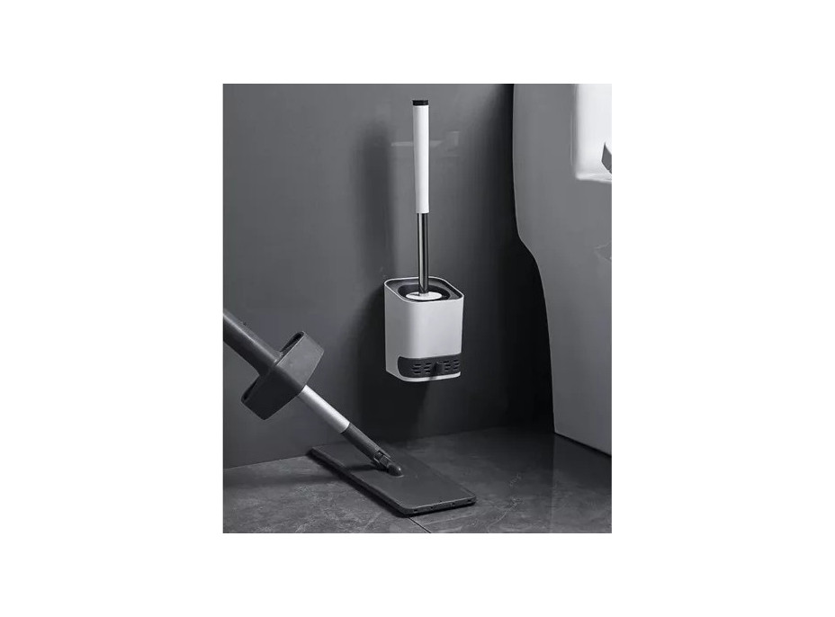 Silikonová WC štětka - bílá/šedá