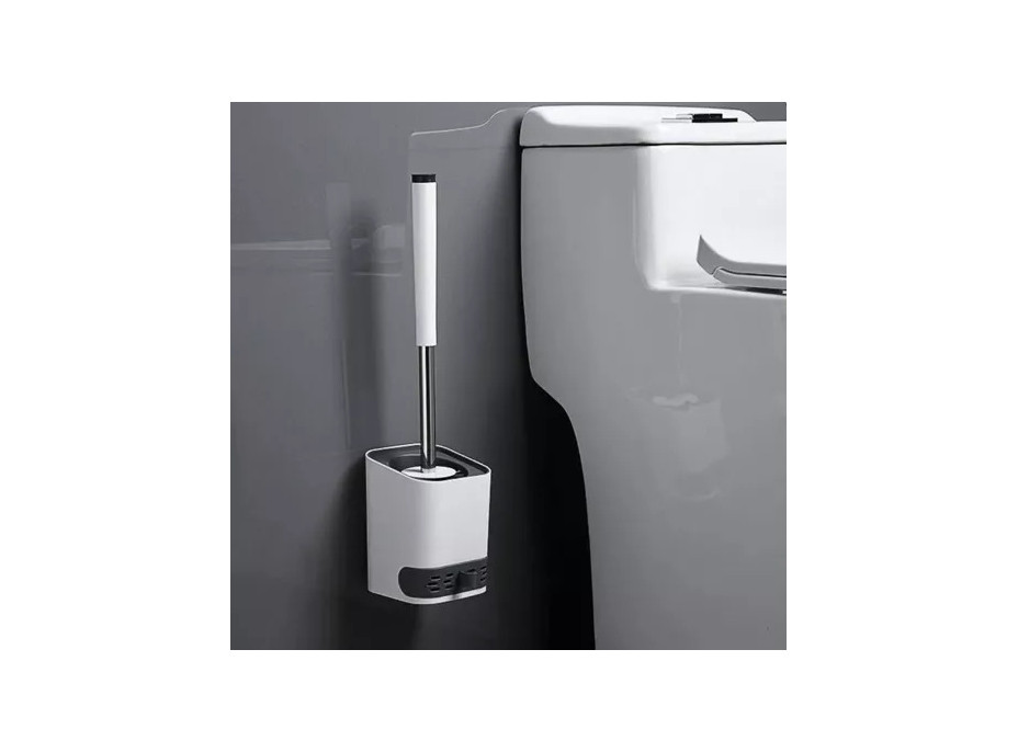 Silikonová WC štětka - bílá/šedá