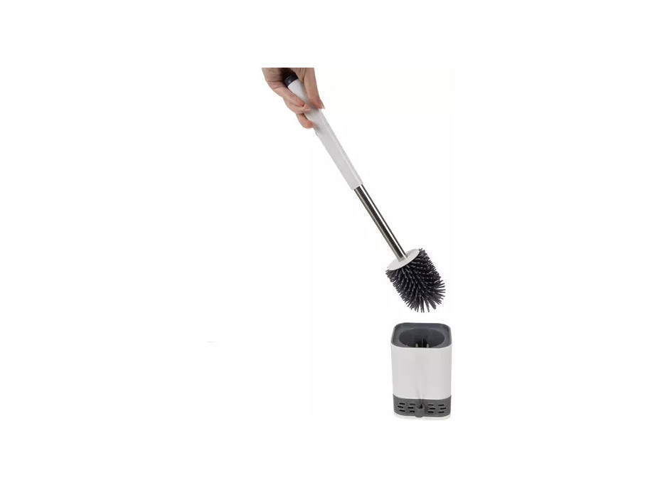 Silikonová WC štětka - bílá/šedá