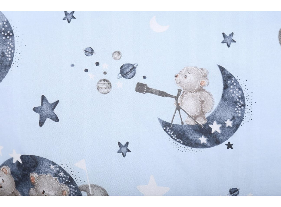Dětské bavlněné povlečení do postýlky 135x100 cm BABYMAM PREMIUM - Medvídci ve vesmíru - modré