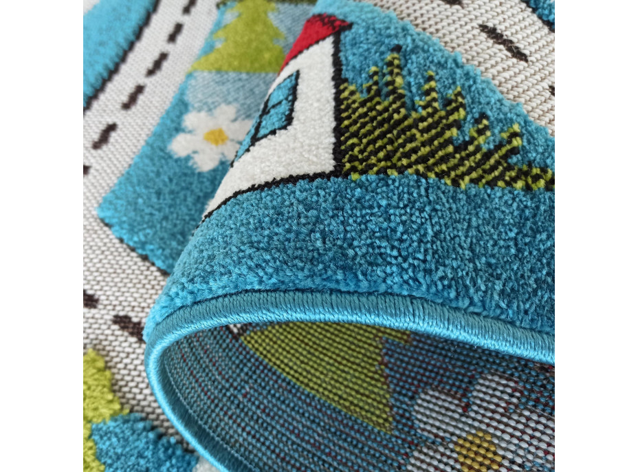Kusový koberec Color Kids - VESNIČKA - modrý