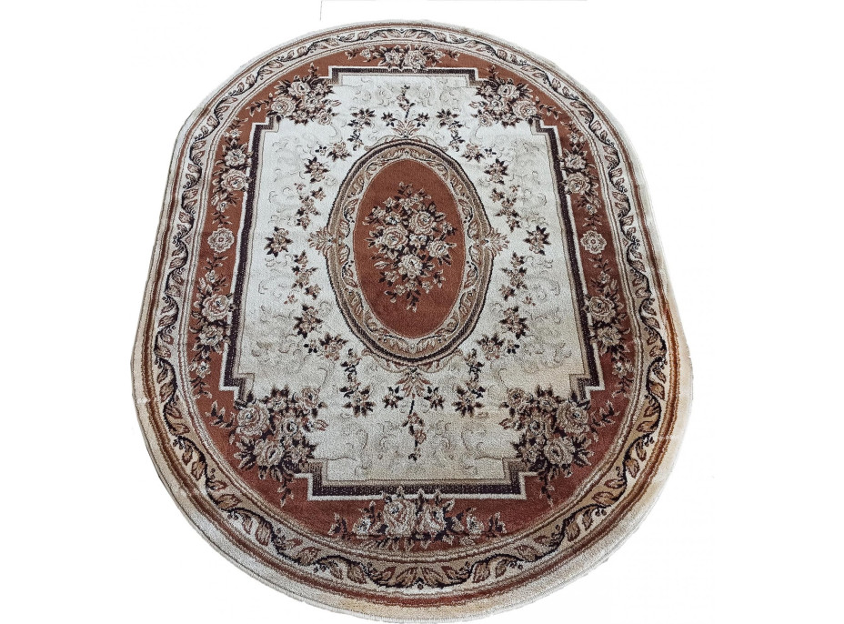 Kusový koberec NOBLE rosette oval - krémový/hnědý