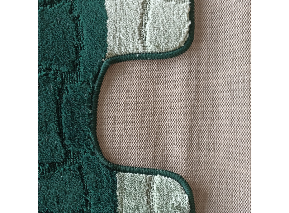 Sada koupelnových předložek s výřezem TÁŇA XL - tiles - tmavě zelená