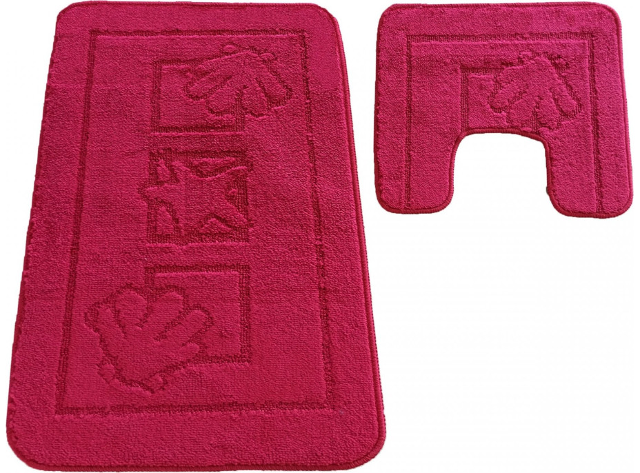 Sada koupelnových předložek s výřezem TÁŇA - sea - tmavě růžová