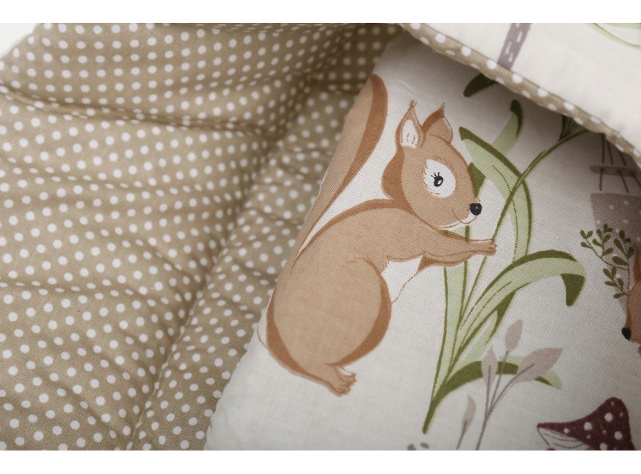 Oboustranná zavinovačka pro miminka 80x80 cm BABYMAM PREMIUM - Veverky/sv. šedé tečky na béžové