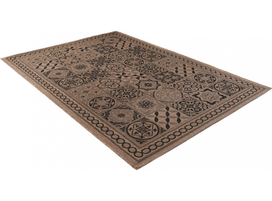 Sisalový PP koberec TILES - hnědý/černý