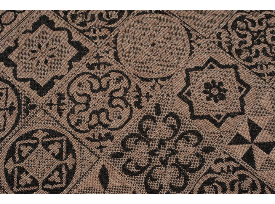 Sisalový PP koberec TILES - hnědý/černý