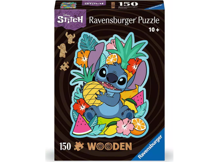 RAVENSBURGER Dřevěné obrysové puzzle Disney: Stitch 150 dílků