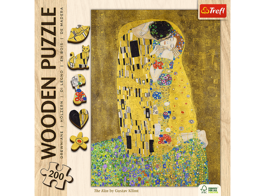 TREFL Dřevěné puzzle Art: Gustav Klimt - Polibek 200 dílků