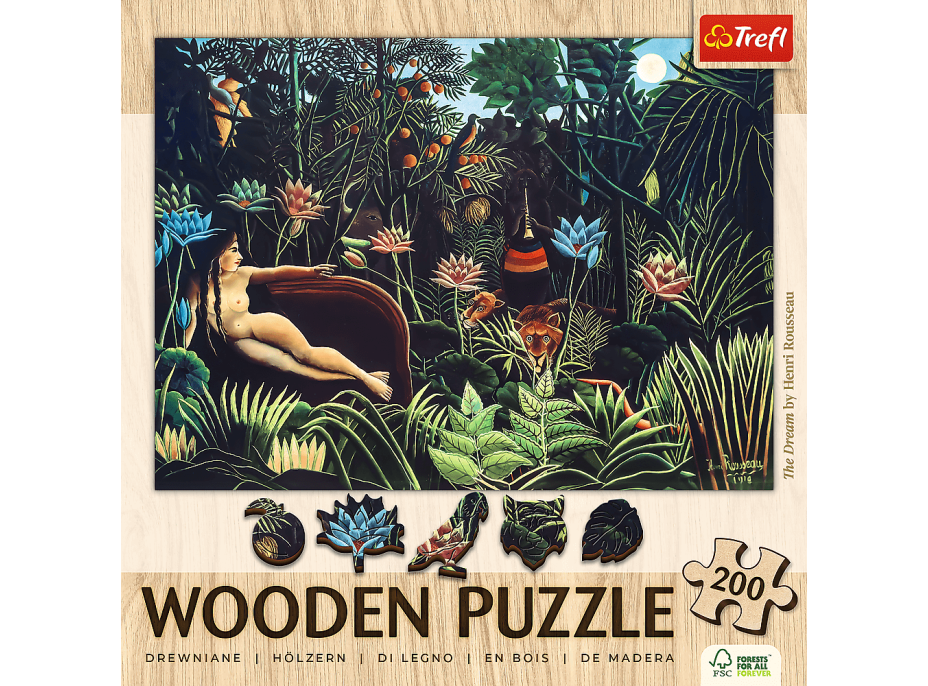TREFL Dřevěné puzzle Art: Henri Rousseau - Sen 200 dílků