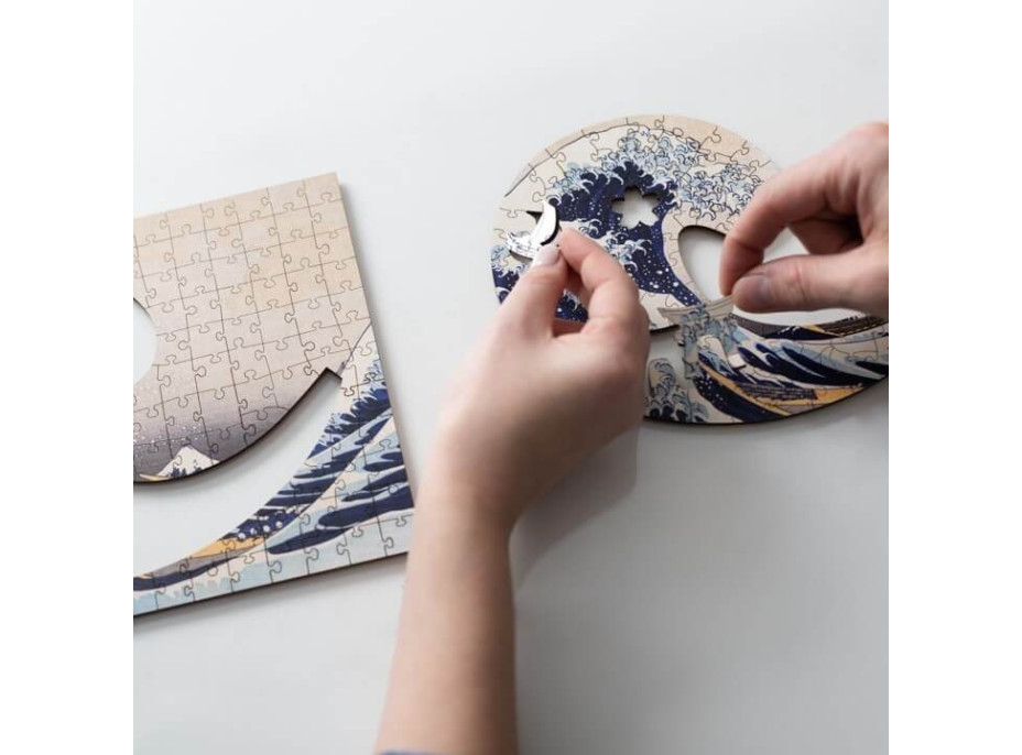 TREFL Dřevěné puzzle Art: Hokusai - Velká vlna Kanagawa 200 dílků