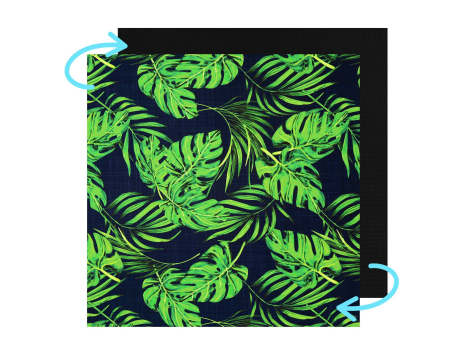 Voděodolný oboustranný polštář do závěsného křesla LUNA UP - Monstera + černá