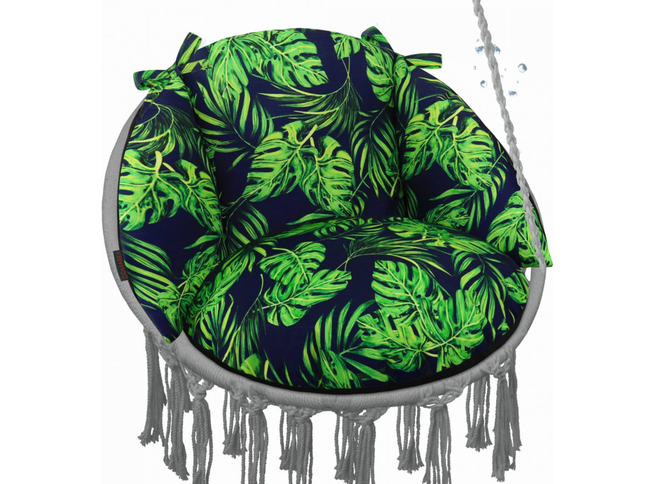 Voděodolný oboustranný polštář do závěsného křesla LUNA UP - Monstera + černá