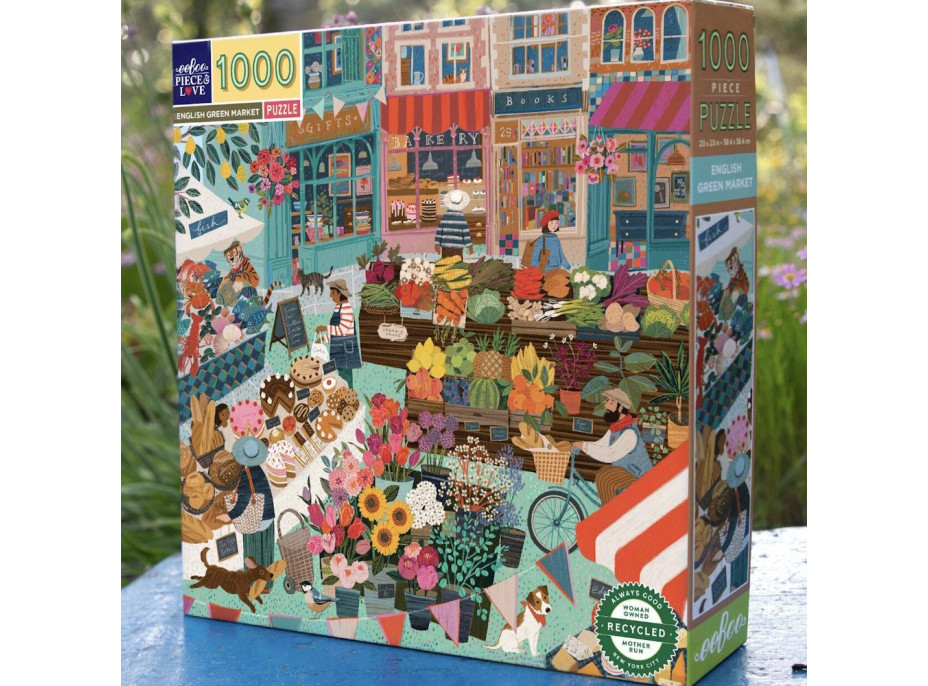 EEBOO Čtvercové puzzle Anglický zelený trh 1000 dílků