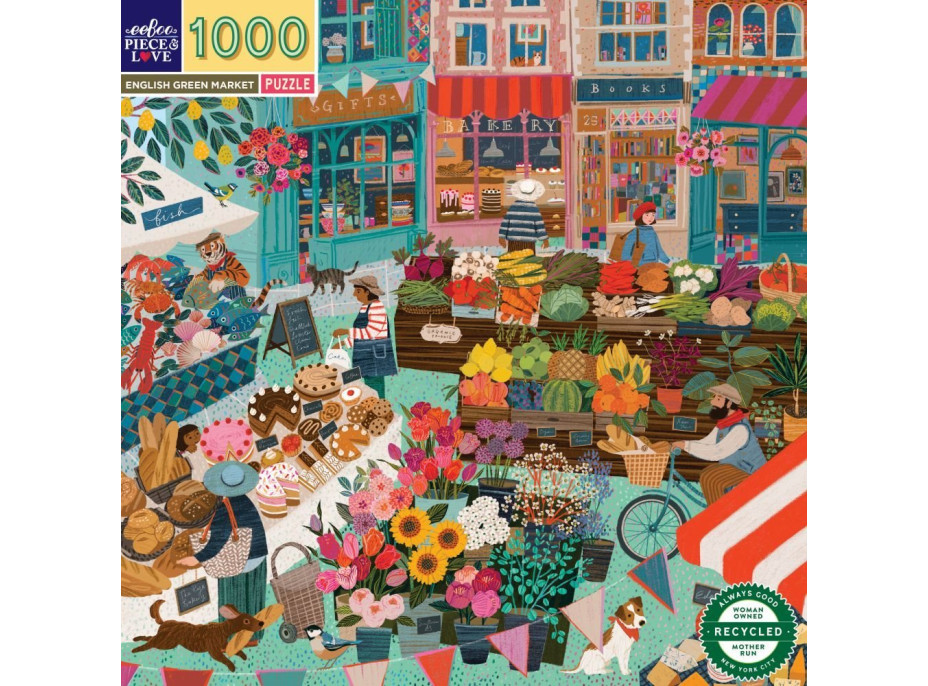 EEBOO Čtvercové puzzle Anglický zelený trh 1000 dílků