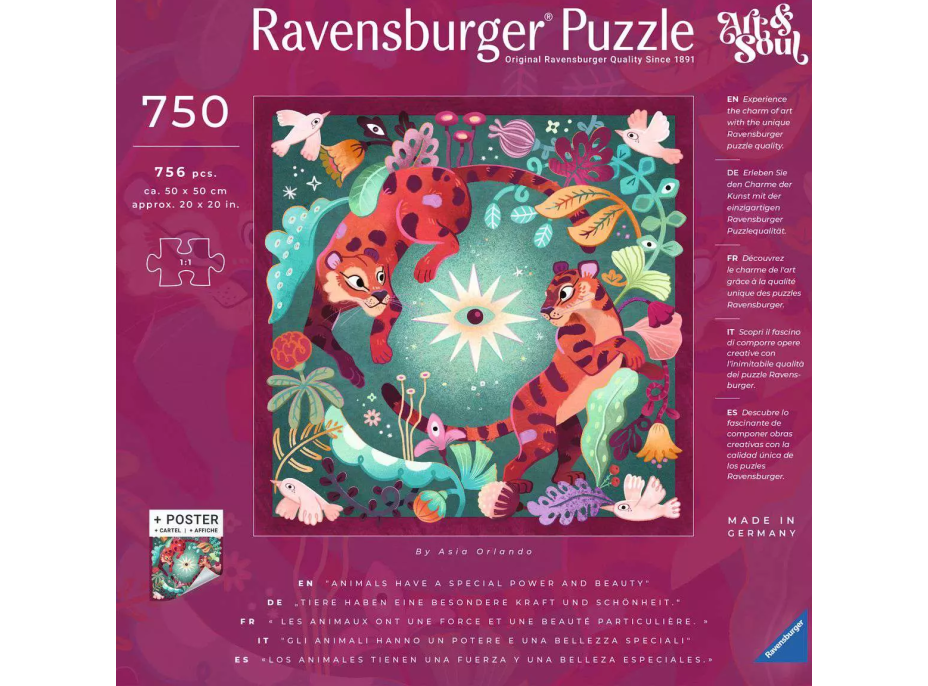 RAVENSBURGER Čtvercové puzzle Art & Soul: Zvířecí sny 750 dílků