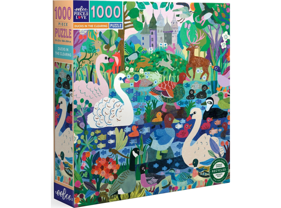 EEBOO Čtvercové puzzle Kachny na mýtince 1000 dílků