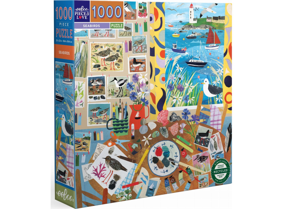 EEBOO Čtvercové puzzle Mořští ptáci 1000 dílků