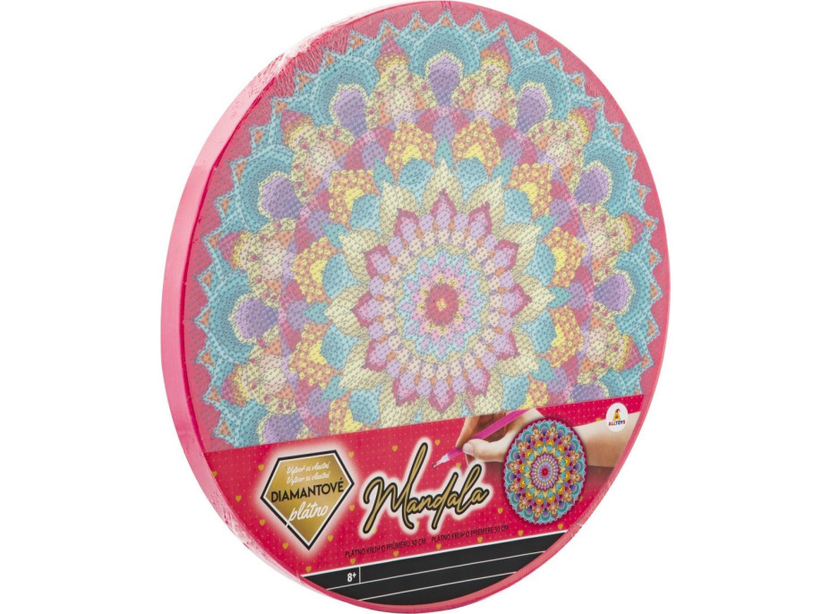 ALLTOYS Diamantové malování Mandala 30 cm - růžová